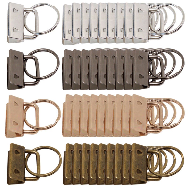 GDFYMI Key Fob Hardware  40Pcs 1 Inch Keychain Hardware Set with Split Ring for Wristlet  Key Lanyard  Keychain Making Kit Crafts DIY Supplies for Gifts (4 Colors) - Image 1